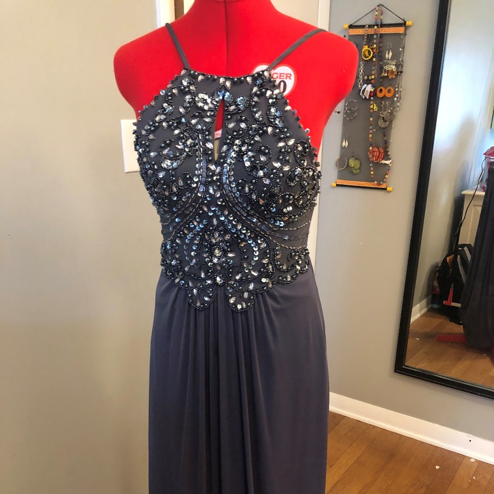 long grey formal dress